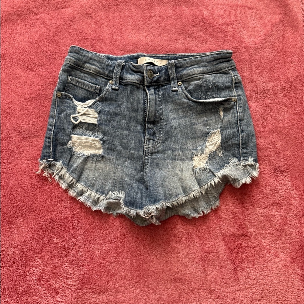 Distressed Denim Shorts